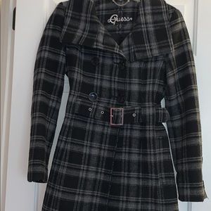Guess coat- fancy! Black and grey plaid.